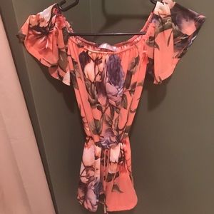Coral floral romper